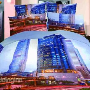 Modern City Scenery Print 4-Piece Cotton Duvet Cover Sets