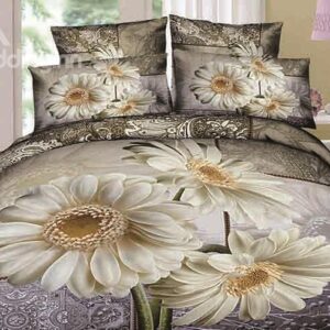 Undefiled Flowers Design Cotton 4-Piece Duvet Cover Sets