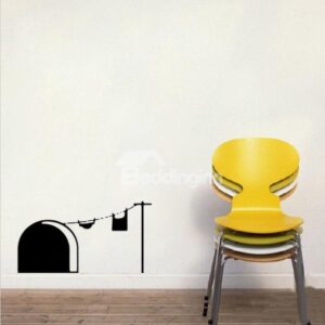 Creative Cartoon Rat Hole with Clothes Line Nursery Wall Sticker