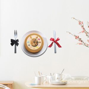Creative Cake and Knife and Fork 3D Sticker Wall Clock