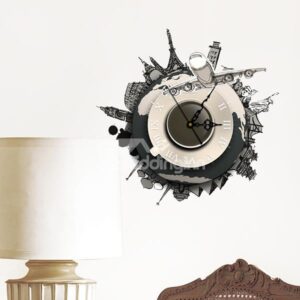 World Famous Tourist Attraction and Architecture 3D Sticker Wall Clock