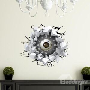 Broken Wall Eyeball 3D Sticker Wall Clock