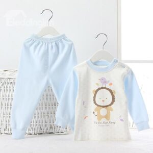 Super Cute 100% Cotton Lovely Lion Print Kids Pajamas