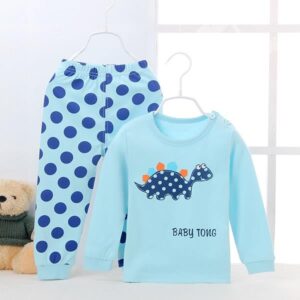 Chic Polka Dot Pattern and Lovely Dinosaur Print Kids Pajamas