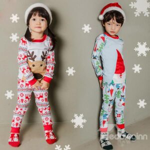 Super Cute 100% Cotton Christmas Themed Kids Pajamas