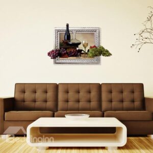 Vintage Wine and Fresh Grapes Removable 3D Wall Sticker