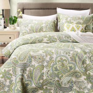 Classy Green Phoenix Tail Print 3-Piece Cotton Bed in a Bag