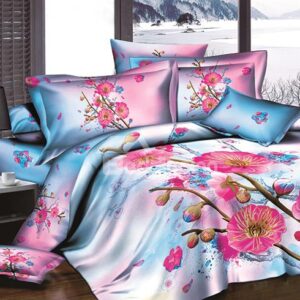 Rosy Blooming Flowers Printing Pure Cotton 4-Piece Duvet Cover Sets