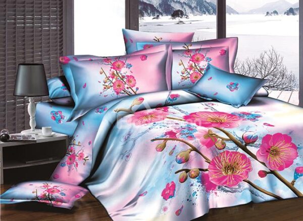 Rosy Blooming Flowers Printing Pure Cotton 4-Piece Duvet Cover Sets