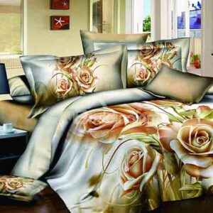Exquisite Noble Three Champagne Flowers Print 4-Piece Cotton Duvet Cover Sets