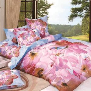 Dynamic Blooming Pink Flowers Print 4-Piece Duvet Cover Sets