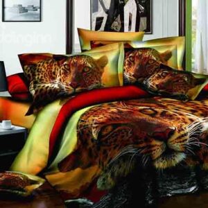 Cool Unique 3D Leopard Reactive Printing 4-Piece Duvet Cover Sets