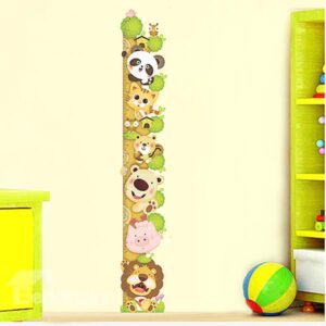 Cute Cartoon Animals Climbing Tree Nursery Growth Chart Removable Wall Sticker