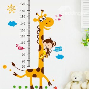 Cartoon Giraffe and Monkey Nursery Growth Chart Removable Wall Sticker