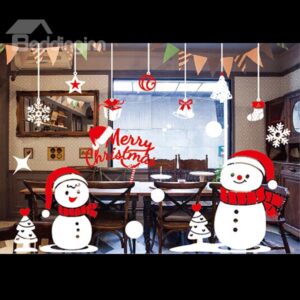 Festival Christmas Snow Man Window Glass Removable Wall Sticker