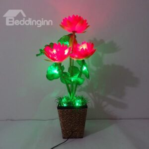 Beautiful Rose Flower Set Lotus Table Lamp Nightlight