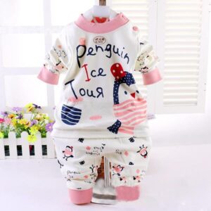 Cute Pink Little Penguin 100% Cotton Kids Pajamas