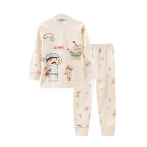 Mustache Captain and Sailing Boat Print Kids Pajamas