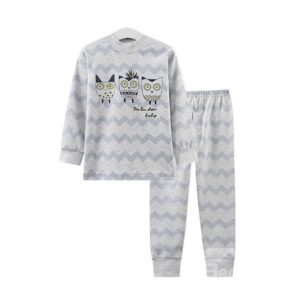 Three Little Monster Friends and Stripes Pattern Kids Pajamas