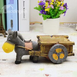Cute Donkey Pull a Cart Resin Ashtray Desktop Decoration