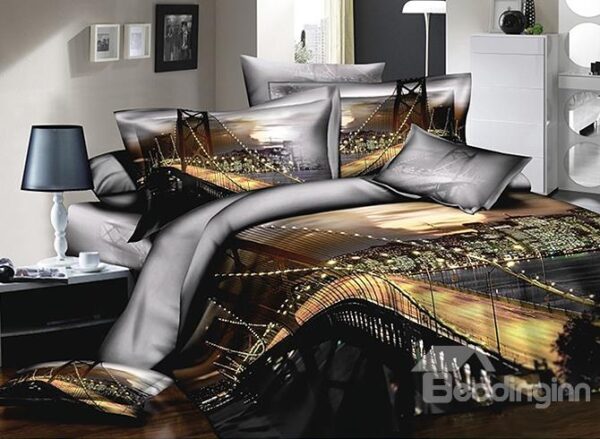 Bay Bridge Printing 4-Piece Cotton Duvet Cover Sets