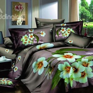Refreshing Floral Printing Luxury 100% Cotton 4-Piece Duvet Cover Sets