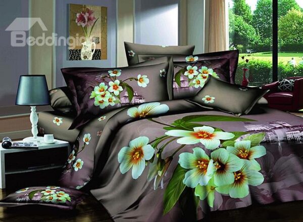 Refreshing Floral Printing Luxury 100% Cotton 4-Piece Duvet Cover Sets