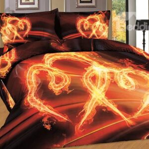 High Quality Pure Cotton Heart Print 4-Piece Duvet Cover Sets