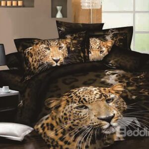 Hot Selling Stylish Leopard Print 4-Piece Cotton Duvet Cover Sets