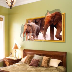 Amazing Elephants Through Wall Removable 3D Wall Sticker