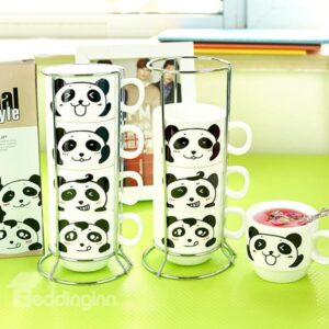 Cute Cartoon Panda Pattern Ceramics 4-Piece Mug Sets