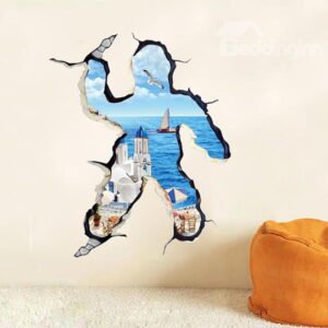 Creative Human Shaped Wall Hole Aegean Sea Removable 3D Wall Sticker