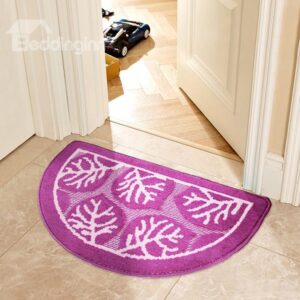 Beautiful Leaf Pattern Semi-Circle Anti-Slipping Doormat