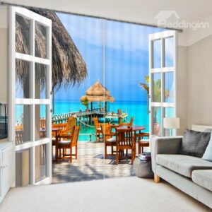 3D Beautiful Sea High Quality Blackout Curtain
