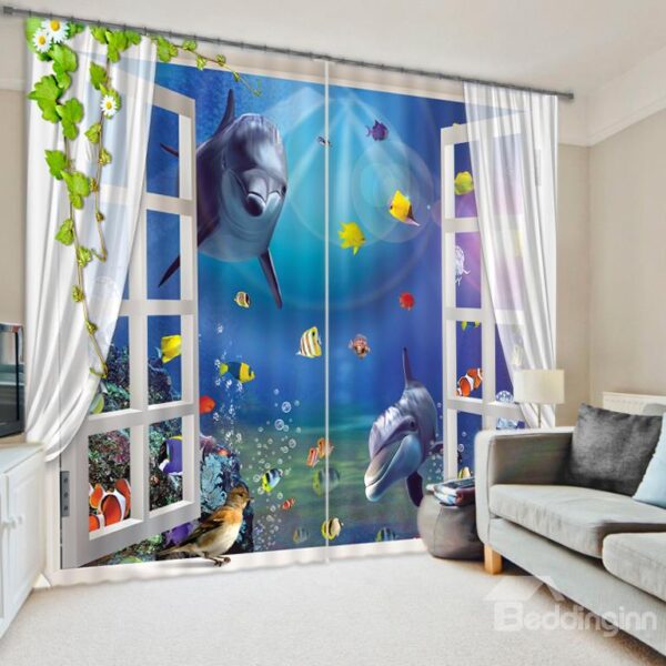 3D Underwater World Light Blocking Curtain