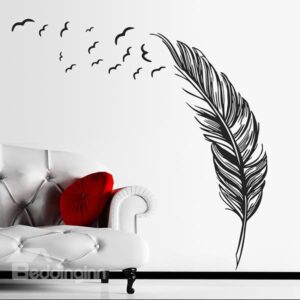 Creative Feather Pattern Bedroom TV Background Removable Wall Sticker
