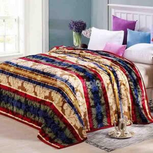 Exotic Colorful Stripe Leaves Print Polyester Blanket