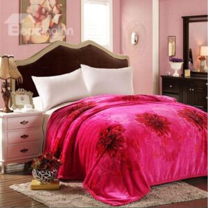 Rosy Flowers Printing Smooth & Soft Coral Fleece Blanket