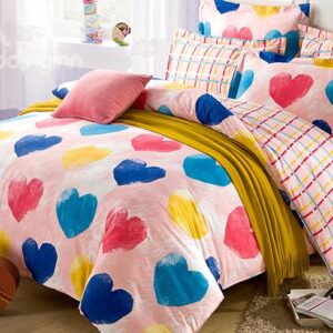 Chic Colorful Heart Shape Pattern Kids Duvet Cover Set