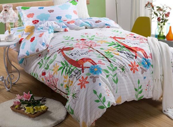 Party in Forest Animals Print Kids Cotton Duvet Cover Set