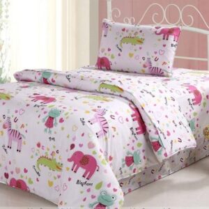 Lovely Animals Pattern Kids Organic Cotton Duvet Cover Set