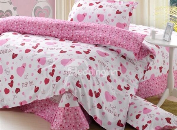 Little Pink Heart Kids 100% Cotton Duvet Cover Set