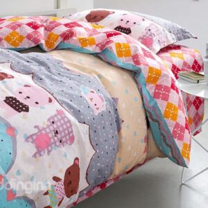 Cute Bears Kids 3-Piece Organic Cotton Duvet Cover Set