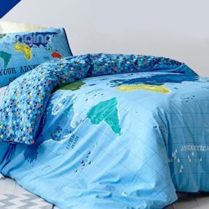 Map of The World Print Kids 2-Piece Duvet Cover Set