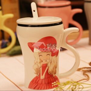 Lovely Smiling Girl Pattern Ceramic Coffee Mug