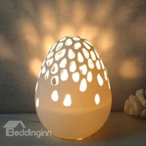 Creative Dinosaur Egg Design Hollow Cut Ceramic Nursery Table Lamp