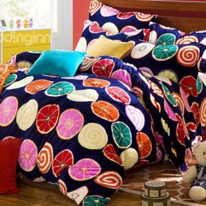 Warm Flannel Lively Fruits Party Kids Duvet Cover Set
