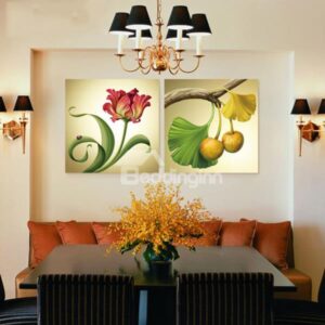 Simple Flowers and Plants Pattern 2-Panel Wall Art Prints