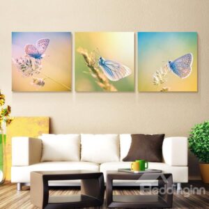 Gorgeous Butterfly on Flowers 3-Panel Wall Art Prints