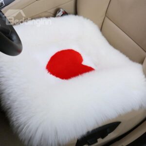 New Arrival Fluffy Heart Shaped Wool Seat Mat Set